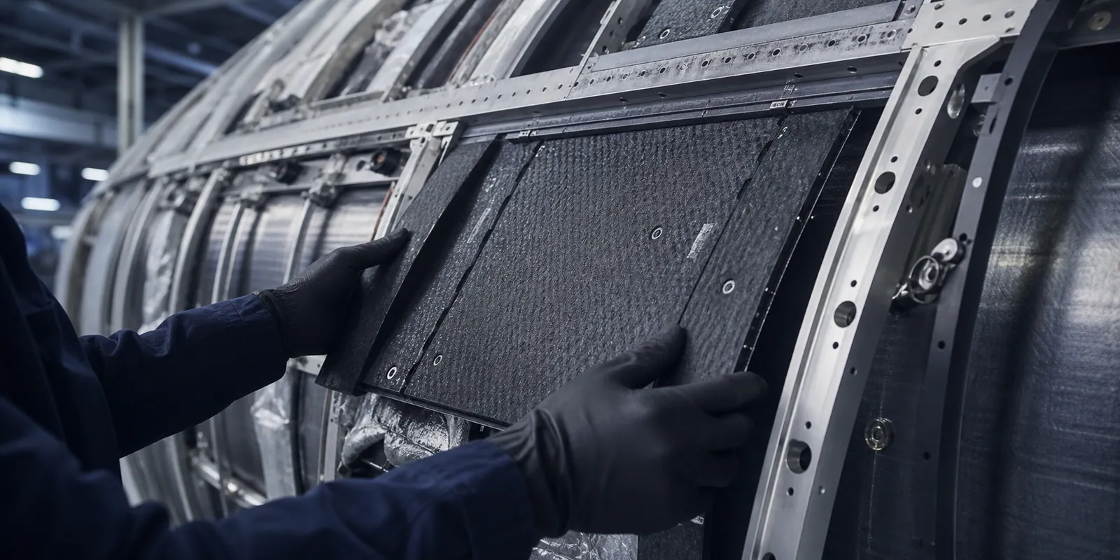 Concept visual of a lightweight material panel in an aerospace structure